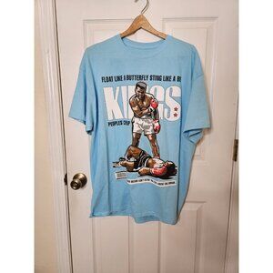 Muhammad Ali Shirt Mens XL Blue Short Sleeve Boxing Boxer Float Like A Butterfly